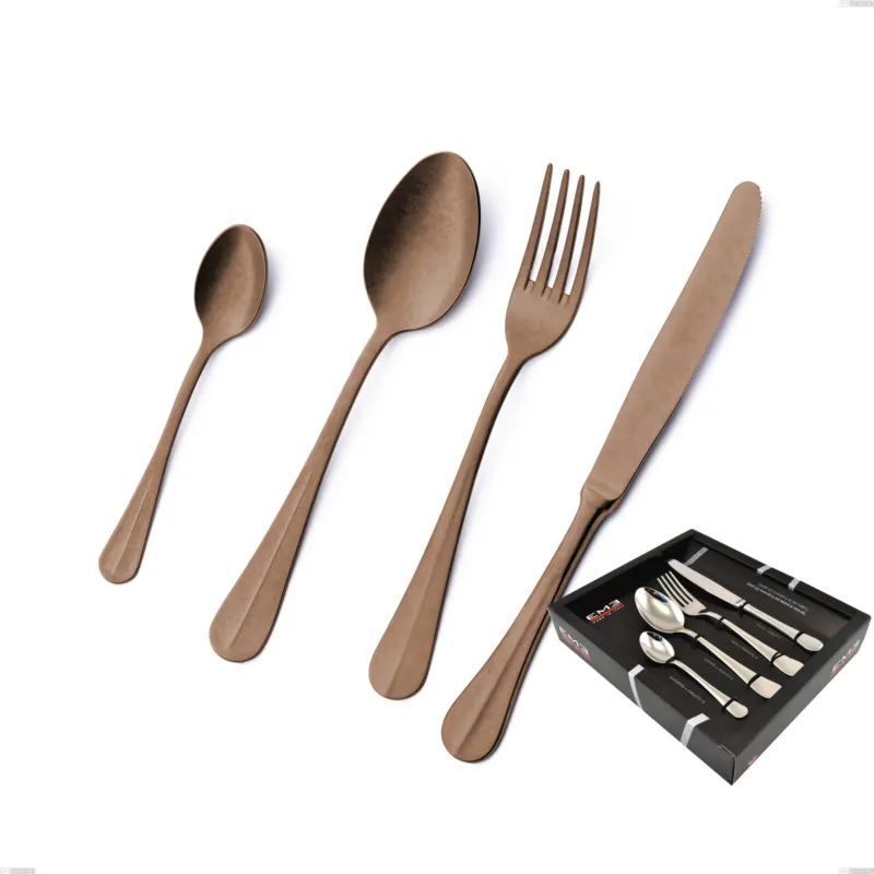 Confezione vetrina 24 pezzi Royal Retrò PVD Chocolate, Acciaio 18/10 antico, spessore 2.5 mm, pvd chocolate Eme Posaterie Promo Stagionale