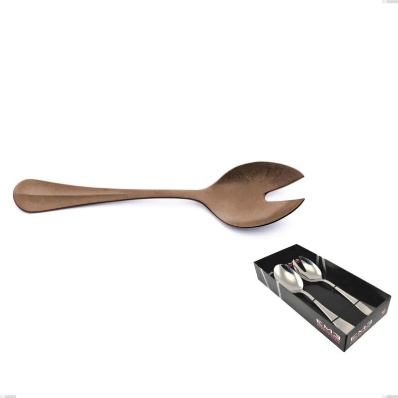 Occasione Confezione vetrina 2 pezzi insalata Royal Retrò PVD Chocolate, Acciaio 18/10 antico, spessore 2.5 mm, pvd chocolate Eme Posaterie