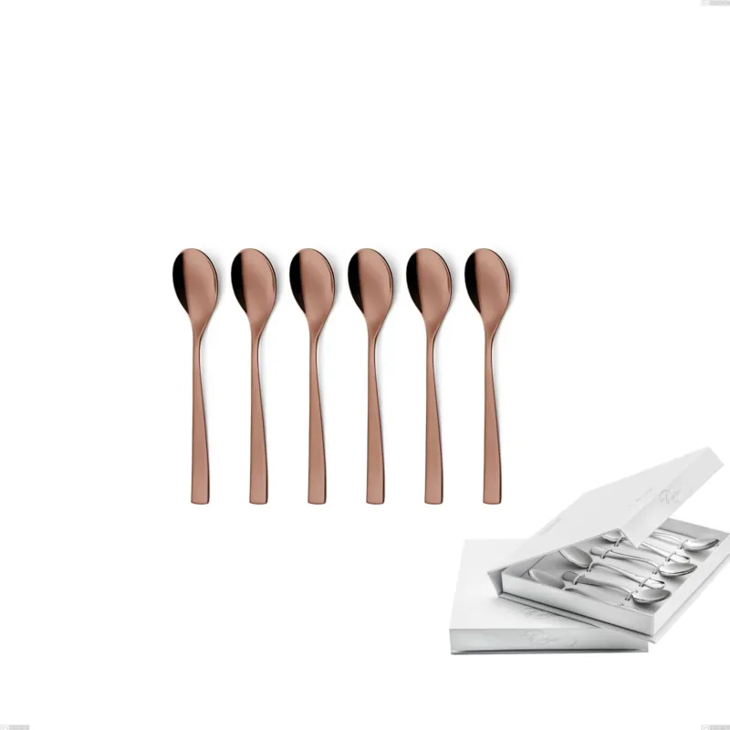 Confezione a libro 6 pezzi cucchiaino moka Etoile PVD Chocolate, Acciaio 18/10 lucido, spessore 4 mm, pvd chocolate Eme Posaterie Scelto Dai Clienti