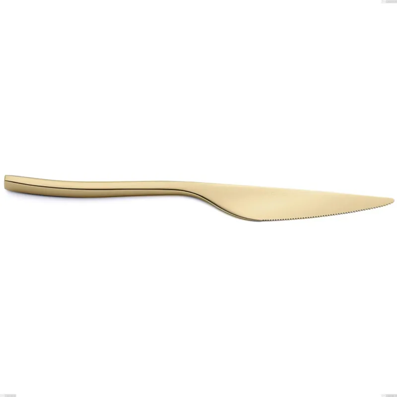 Soddisfatti O Rimborsati Coltello tavola Etoile PVD Sabbiato Champagne, Acciaio 18/10 sabbiato, spessore 4 mm, lunghezza 235 mm, pvd champagne Eme Posaterie