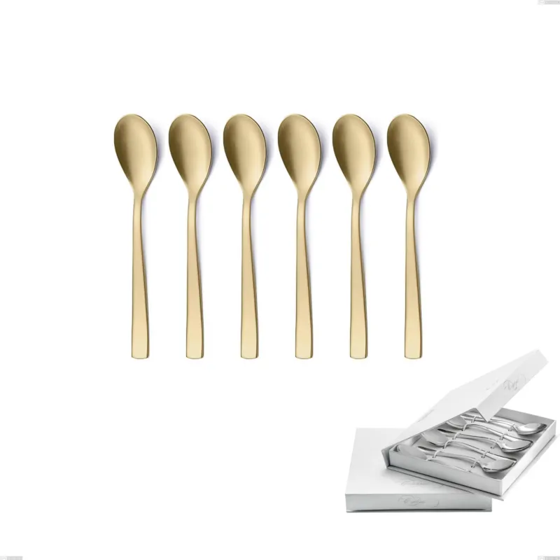Confezione a libro 6 pezzi cucchiaini caffè Etoile PVD Sabbiato Champagne, Acciaio 18/10 sabbiato, spessore 4 mm, pvd champagne Eme Posaterie Miglior Prezzo