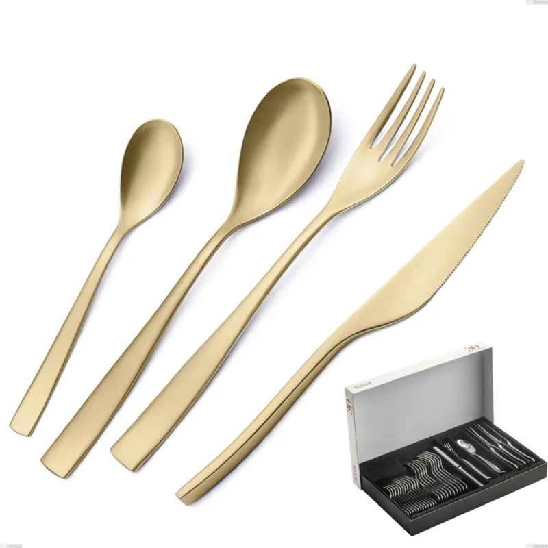 Confezione Panoramica 30 pezzi Etoile PVD Sabbiato Champagne, Acciaio 18/10 sabbiato, spessore 4 mm, pvd champagne Eme Posaterie Ultimissimo Modello