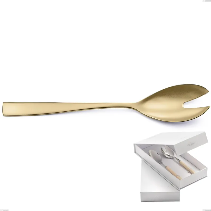Confezione a libro 2 pezzi insalata Etoile PVD Sabbiato Champagne, Acciaio 18/10 sabbiato, spessore 4 mm, pvd champagne Eme Posaterie Prezzo Conveniente