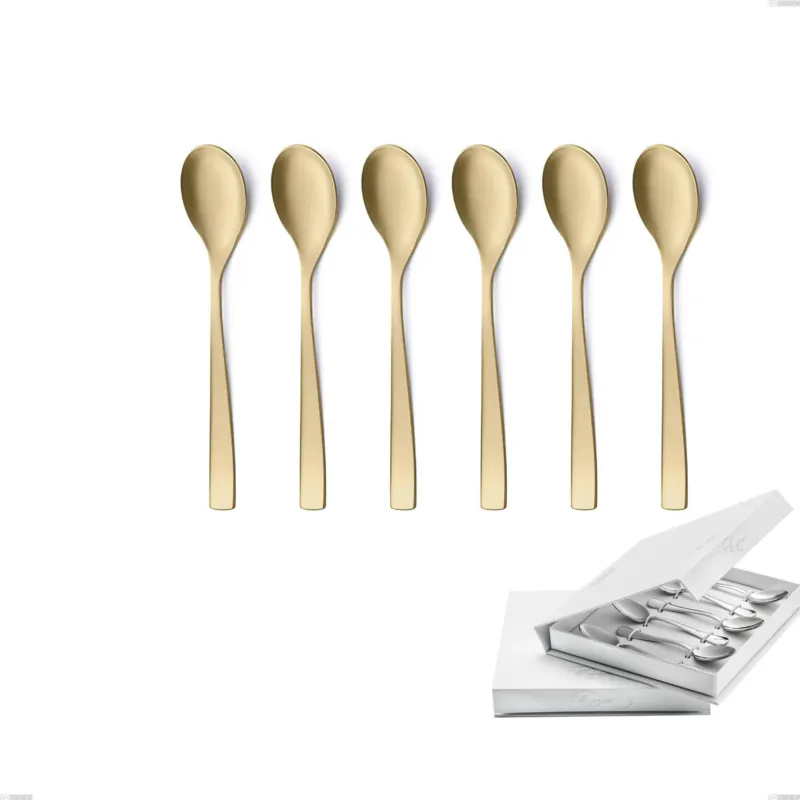 Saldi Confezione a libro 6 pezzi cucchiaino moka Etoile PVD Sabbiato Champagne, Acciaio 18/10 sabbiato, spessore 4 mm, pvd champagne Eme Posaterie