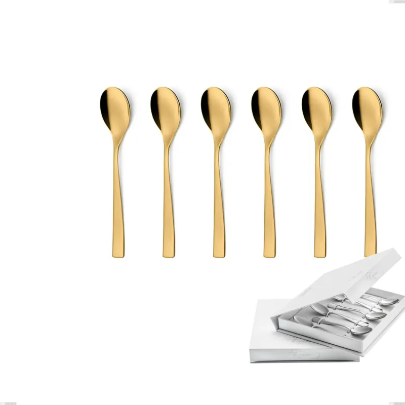 Pagamento Sicuro Confezione a libro 6 pezzi cucchiaino moka Etoile PVD Gold, Acciaio 18/10 lucido, spessore 4 mm, pvd oro Eme Posaterie