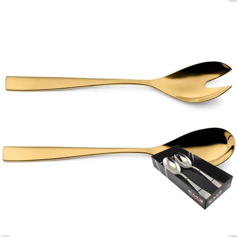Miglior Prezzo Confezione vetrina 2 pezzi insalata Etoile PVD Gold, Acciaio 18/10 lucido, spessore 4 mm, pvd oro Eme Posaterie