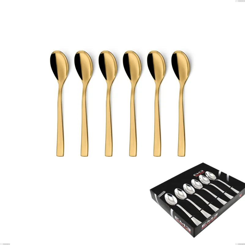 Confezione vetrina 6 pezzi caffè Etoile PVD Gold, Acciaio 18/10 lucido, spessore 4 mm, pvd oro Eme Posaterie A Buon Prezzo