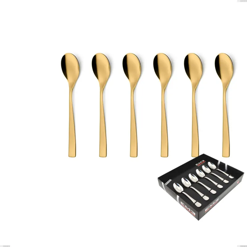 Affare Confezione vetrina 6 pezzi moka Etoile PVD Gold, Acciaio 18/10 lucido, spessore 4 mm, pvd oro Eme Posaterie