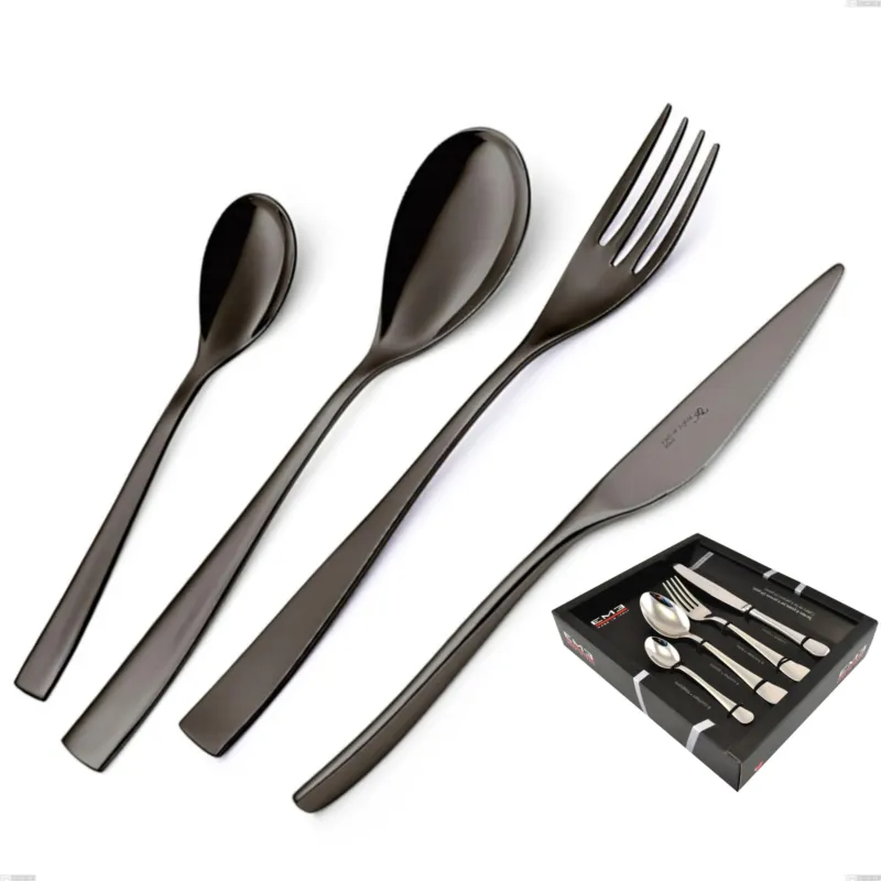 Novità Confezione vetrina 24 pezzi EtoIle PVD Black, Acciaio 18/10 lucido, spessore 4 mm, PVD black Eme Posaterie
