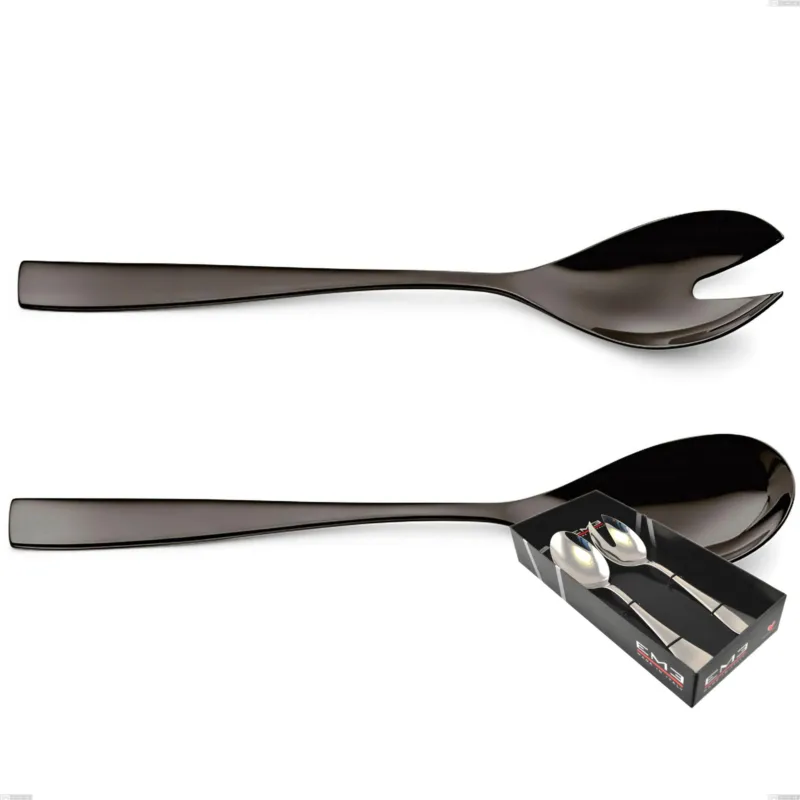 Compra Online Confezione vetrina 2 pezzi insalata EtoIle PVD Black, Acciaio 18/10 lucido, spessore 4 mm, PVD black Eme Posaterie