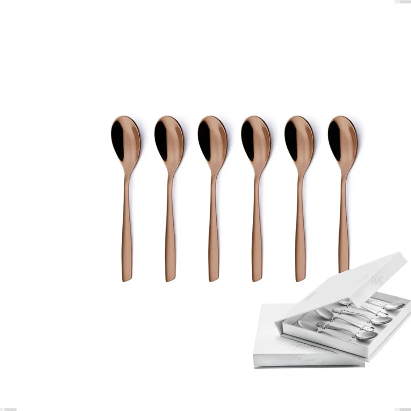 Confezione a libro 6 pezzi cucchiaino moka ELeven PVD Chocolate, Acciaio 18/10 lucido, spessore 2.5 mm, PVD chocolate Eme Posaterie Offerta Speciale