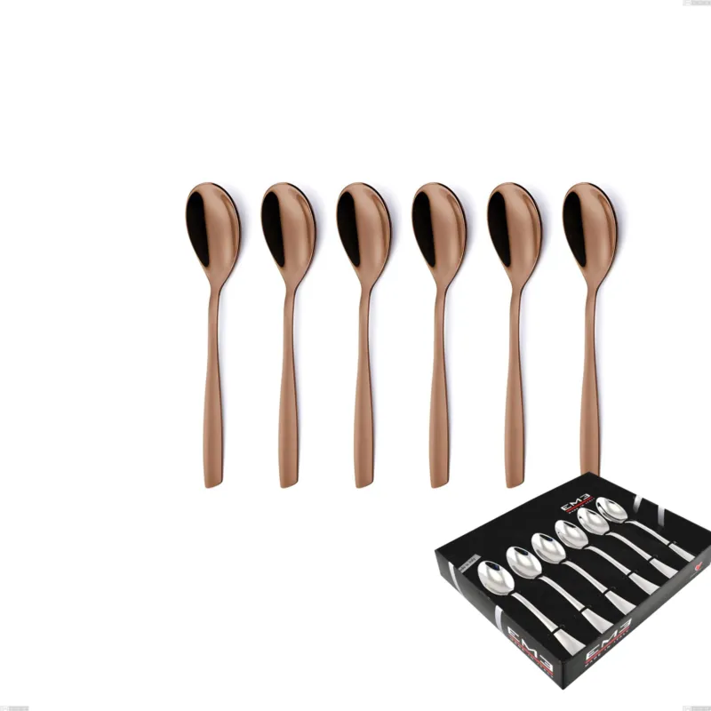 Ultime Pezzi Confezione vetrina 6 pezzi caffè ELeven PVD Chocolate, Acciaio 18/10 lucido, spessore 2.5 mm, PVD chocolate Eme Posaterie