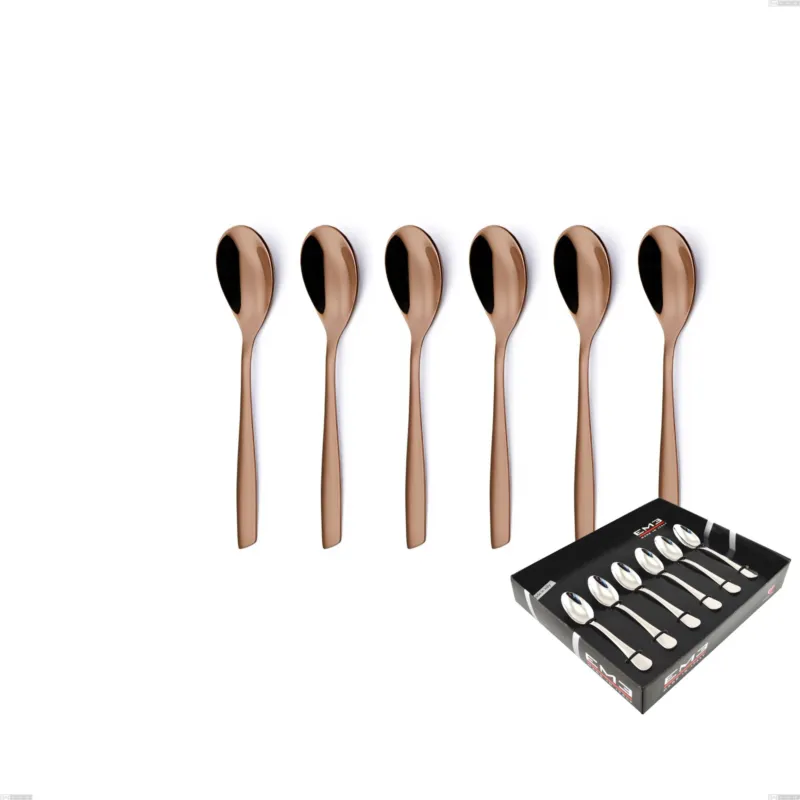 Confezione vetrina 6 pezzi moka ELeven PVD Chocolate, Acciaio 18/10 lucido, spessore 2.5 mm, PVD chocolate Eme Posaterie Offerta Del Giorno