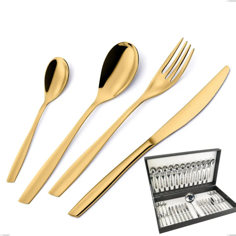 Solo Oggi Astuccio 49 pezzi Eleven PVD Gold, Acciaio 18/10 lucido, spessore 2.5 mm, PVD oro Eme Posaterie