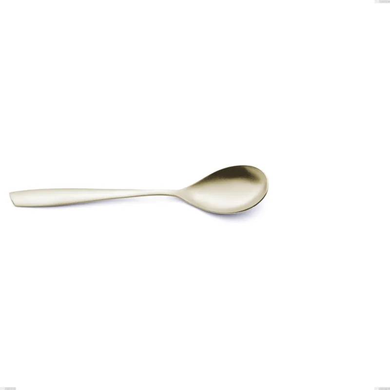 Cucchiaino frutta Eleven PVD Champagne, acciaio 18/10 sabbiato, spessore 2.5 mm, lunghezza 190 mm, pvd champagne Eme Posaterie Subito Disponibile