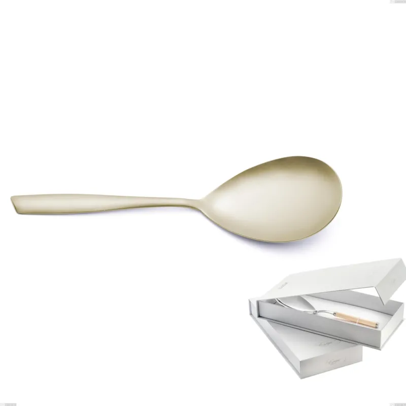 Novità Confezione a libro 1 pezzo pala riso Eleven PVD Champagne, acciaio 18/10 sabbiato, spessore 2.5 mm, pvd champagne Eme Posaterie