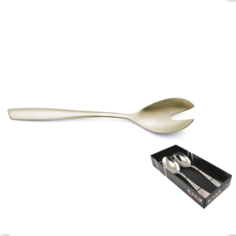 Offerta Speciale Confezione vetrina 2 pezzi insalata Eleven PVD Champagne, acciaio 18/10 sabbiato, spessore 2.5 mm, pvd champagne Eme Posaterie