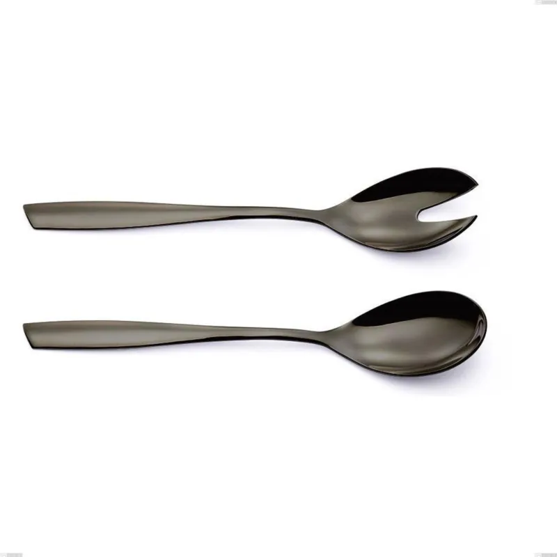 Coppia insalata Acciaio inox 18/10 PVD Black Eleven lunghezza 253 mm spessore 2,5 mm nero Eme Posaterie Occasione Imperdibile