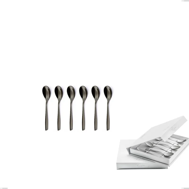 Confezione a libro 6 pezzi cucchiaino moka Eleven PVD Black, Acciaio inox 18.10, spessore 2,5 mm Eme Posaterie Prezzo Ridotto