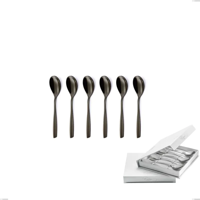 Di Tendenza Confezione a libro 6 pezzi cucchiaini caffè Eleven PVD Black, Acciaio inox 18.10, spessore 2,5 mm Eme Posaterie