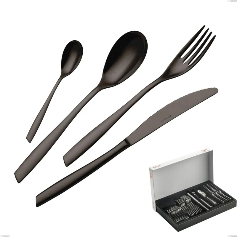 Confezione Panoramica 30 pezzi Eleven PVD Black, Acciaio inox 18.10, spessore 2,5 mm Eme Posaterie Prezzo Basso