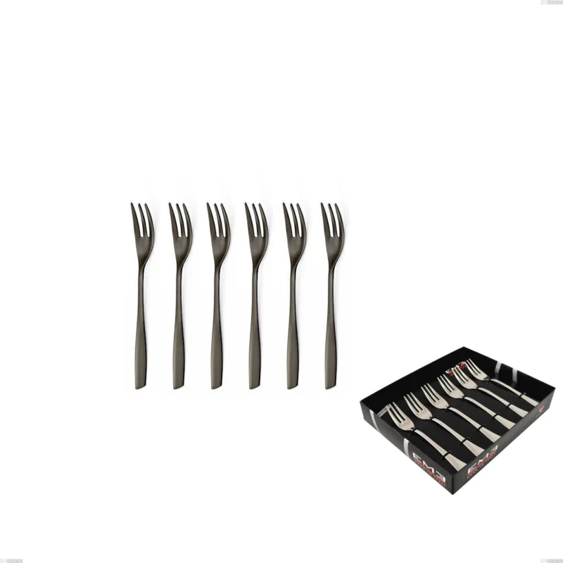Miglior Prezzo Confezione vetrina 6 pezzi forchettine dolce Eleven PVD Black, Acciaio inox 18.10, spessore 2,5 mm Eme Posaterie