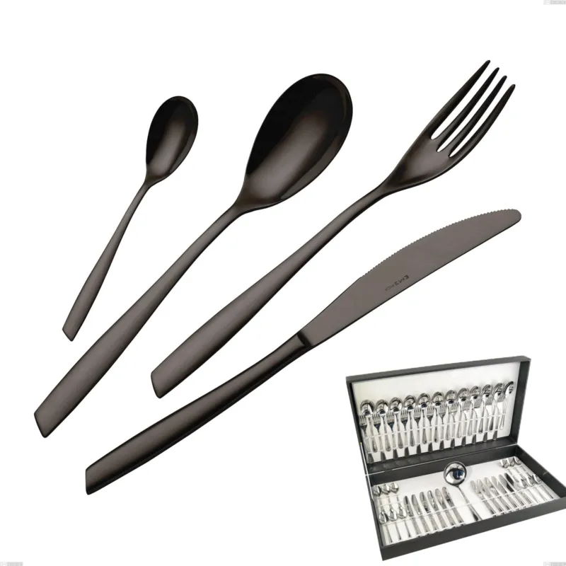 Prezzo Basso Astuccio 49 pezzi Eleven PVD Black, Acciaio inox 18.10, spessore 2,5 mm Eme Posaterie
