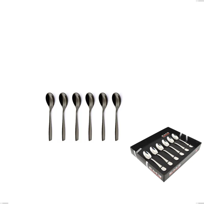 Nuova Collezione Confezione vetrina 6 pezzi moka Eleven PVD Black, Acciaio inox 18.10, spessore 2,5 mm Eme Posaterie