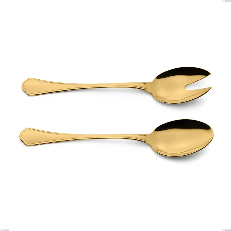 Coppia insalata Domus Gold, Acciaio 18/10, lunghezza 240 mm spessore 3 mm trattamento PVD Gold Eme Posaterie Offerta Limitata