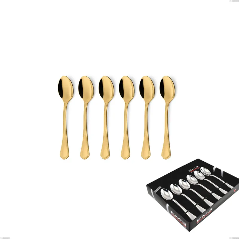 Offerta Confezione vetrina 6 pezzi caffè Domus Gold, Acciaio 18/10, spessore 3 mm Eme Posaterie