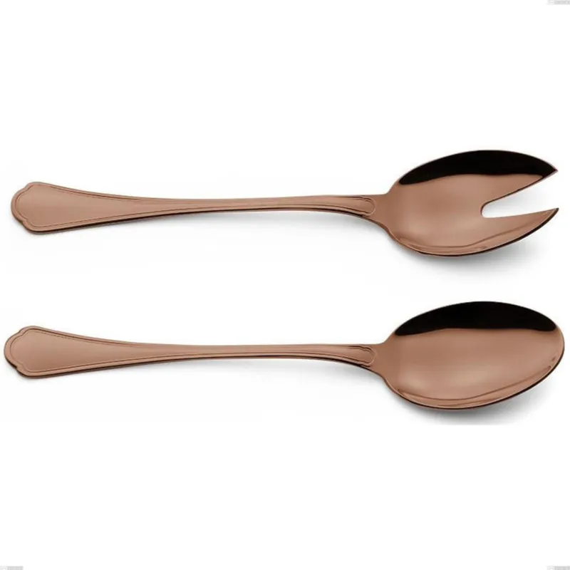 Coppia insalata Domus Chocolate, Acciaio 18/10, lunghezza 240 mm spessore 3 mm trattamento PVD Chocolate Eme Posaterie Professionale