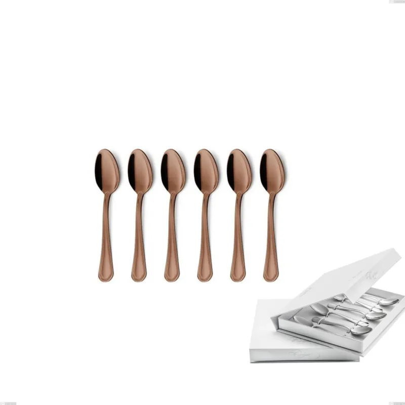 Offerta Confezione a libro 6 pezzi cucchiaino moka Domus Chocolate, Acciaio 18/10, spessore 3 mm Eme Posaterie