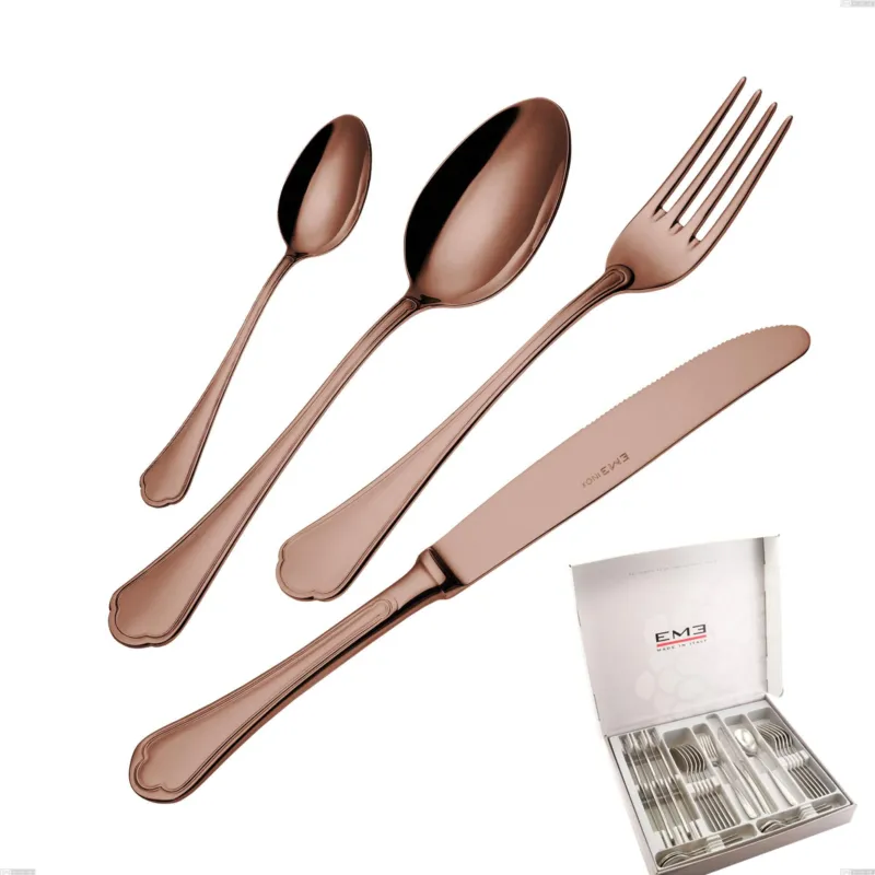 Ultima Occasione Cofanetto 24 pezzi Domus Chocolate, Acciaio 18/10, spessore 3 mm Eme Posaterie