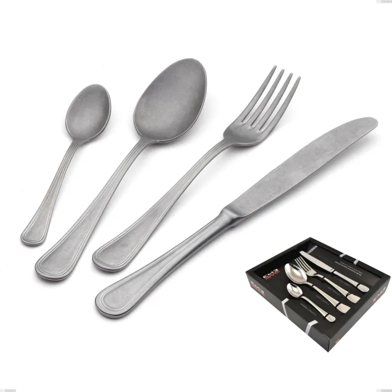 Popolare Servizio Posate 24 Pezzi IMPERO RETRO‘ in acciaio inox 18/10 lucidatura opaca 2,5 mm di spessore Eme Posaterie