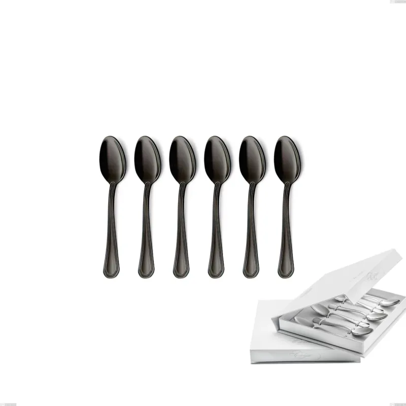 Più Venduto Confezione a libro 6 pezzi cucchiaino moka Domus Black , Acciaio 18/10 Finitura PVD, spessore 3 mm Eme Posaterie