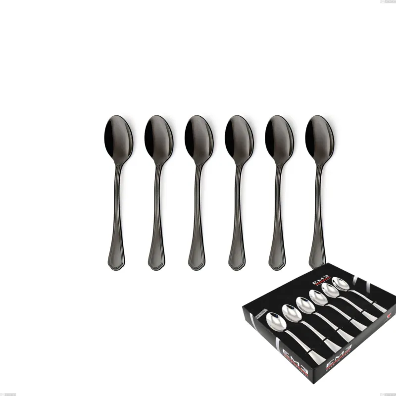 Sconto Confezione vetrina 6 pezzi caffè Domus Black , Acciaio 18/10, spessore 3 mm Eme Posaterie