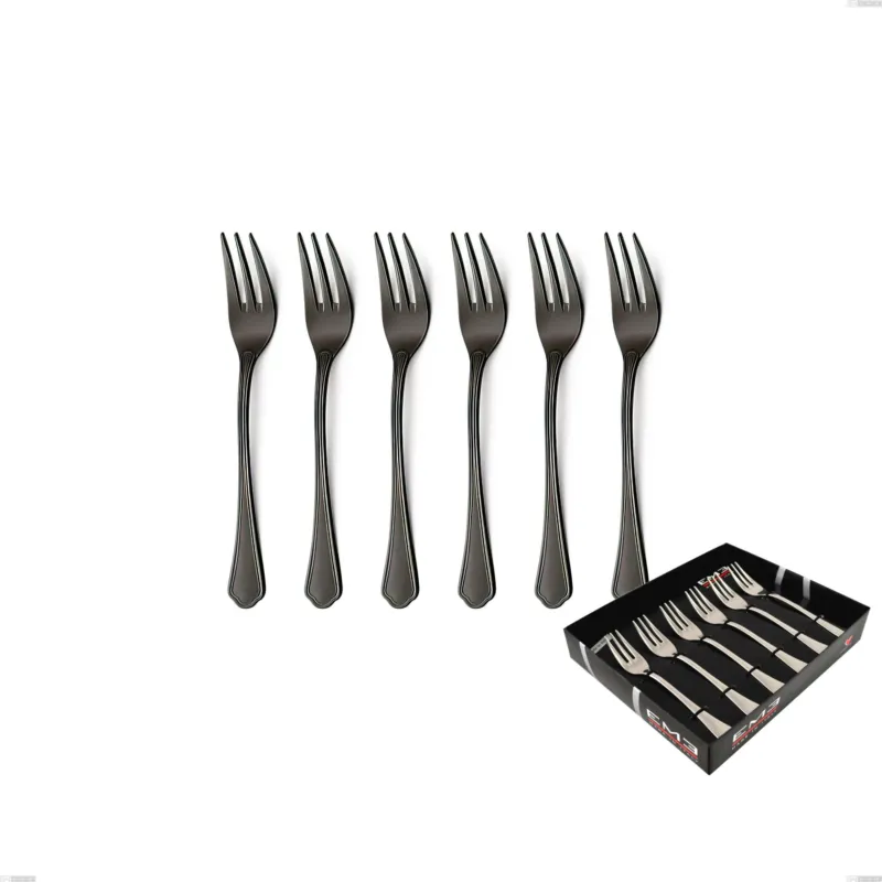 Ultime Pezzi Confezione vetrina 6 pezzi forchettine dolce Domus Black , Acciaio 18/10, spessore 3 mm Eme Posaterie