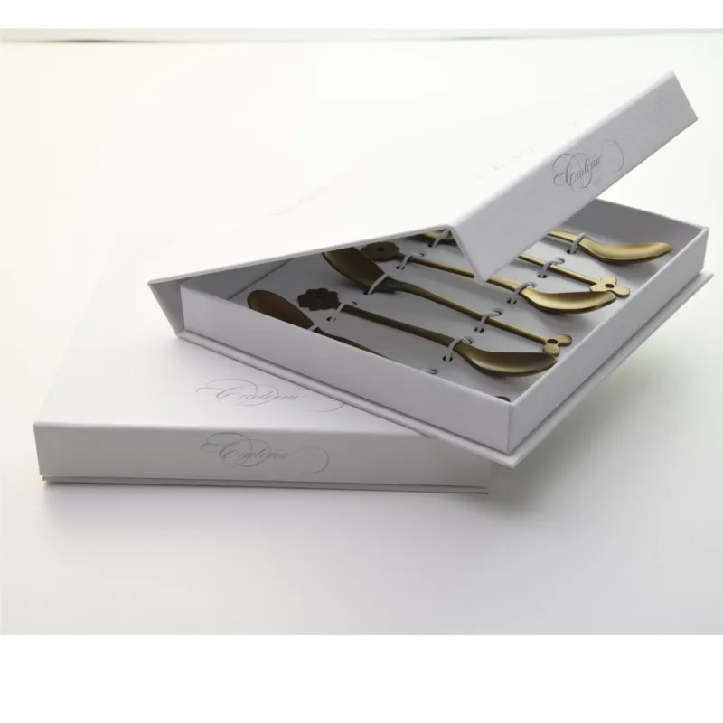 Cucchiaini Espresso e Moka CADEAU in acciaio 18.10 AISI430 112 mm set 6 pezzi SAHARA ORO Opaco in confezione a Libro Eme Posaterie Reso Gratuito