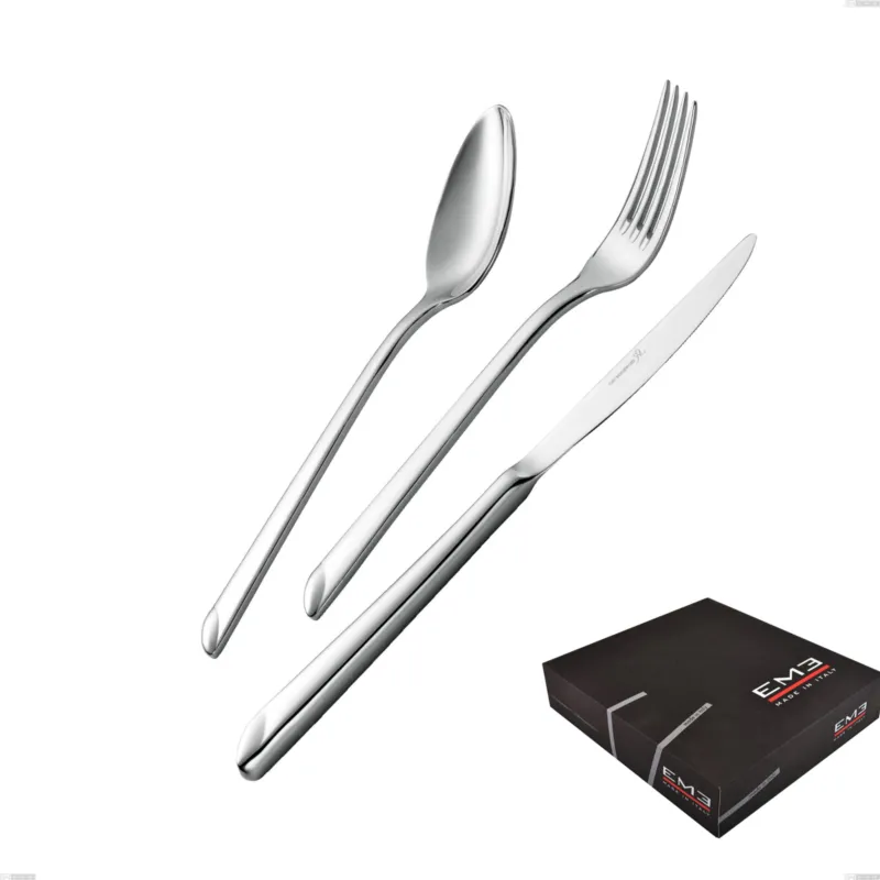 Quantità Limitata Set di posate 75 pezzi Goccia in confezione regalo coltello manico vuoto, acciaio 18/10 ( Aisi 304) , spessore 4 mm Eme Posaterie