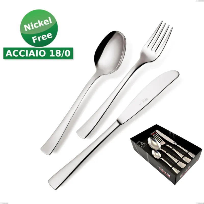 Ultima Occasione Confezione vetrina 24 pezzi Alfa 18/0 nichel free, (Acciaio 18/ C) Nichel Free, spessore 2 mm Eme Posaterie