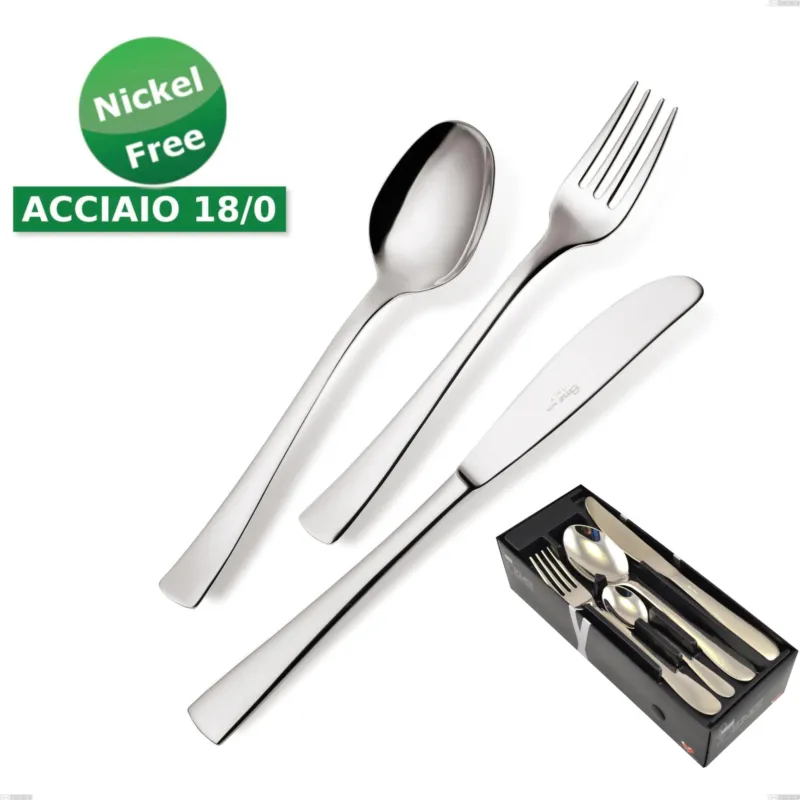 Confezione salvaspazio 24 pezzi Alfa 18/0 nichel free, (Acciaio 18/ C) Nichel Free, spessore 2 mm Eme Posaterie Ordina Subito