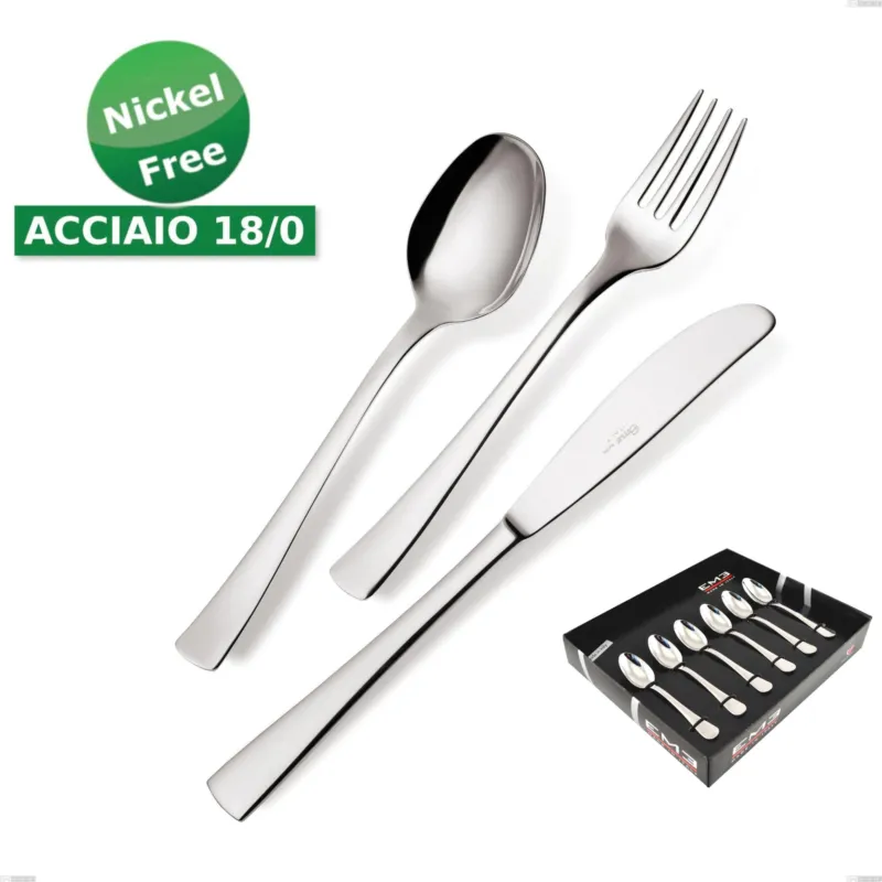 Confezione vetrina 6 pezzi moka Alfa 18/0 nichel free, (Acciaio 18/ C) Nichel Free, spessore 2 mm Eme Posaterie Scelto Dai Clienti
