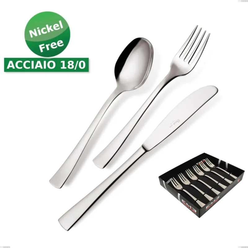 Confezione vetrina 6 pezzi forchettine dolce Alfa 18/0 nichel free, (Acciaio 18/ C) Nichel Free, spessore 2 mm Eme Posaterie Promo Stagionale