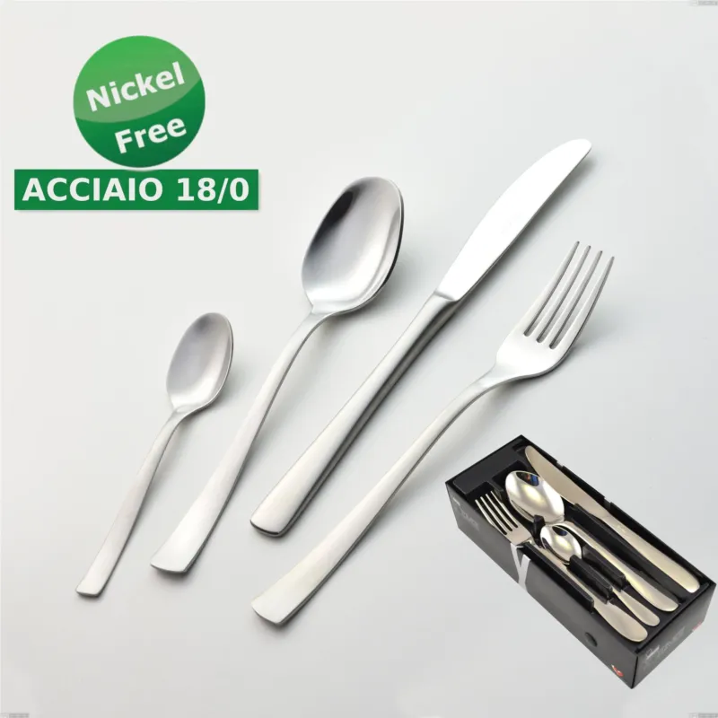 Confezione salvaspazio 24 pezzi coltello economico Alfa Satinata 18/0 nichel free, (inox 18/ 0) Nichel Free, spessore 2 mm Eme Posaterie Solo Oggi