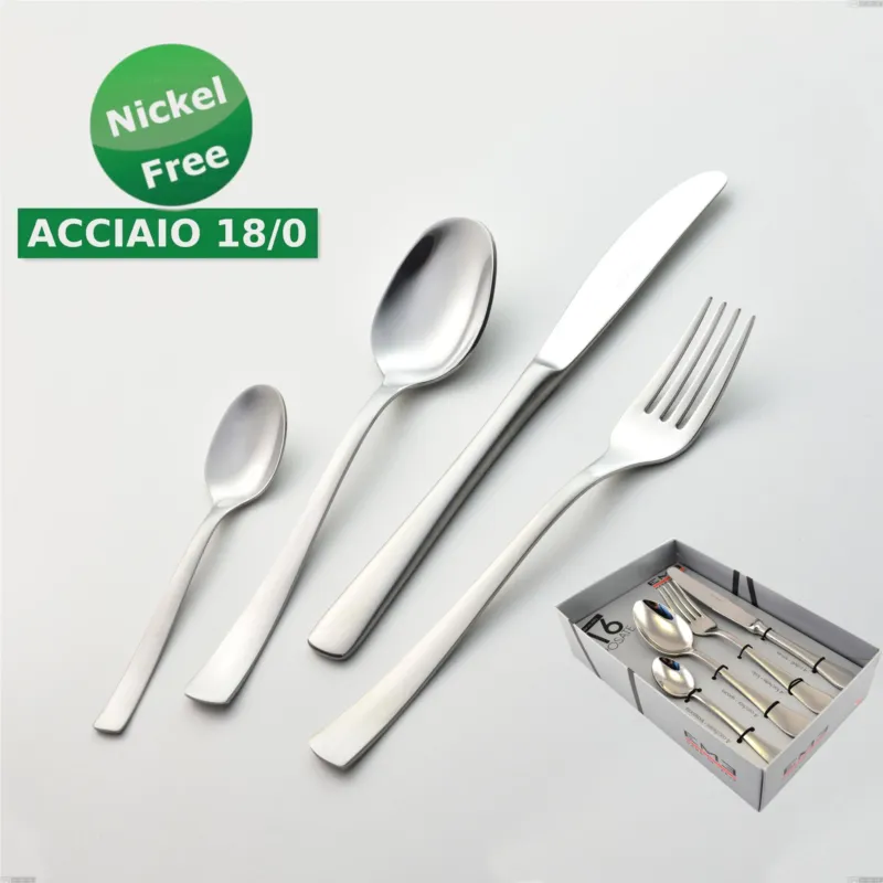 Confezione vetrina 16 pezzi Alfa Satinata 18/0 nichel free, (inox 18/ 0) Nichel Free, spessore 2 mm Eme Posaterie Must-Have
