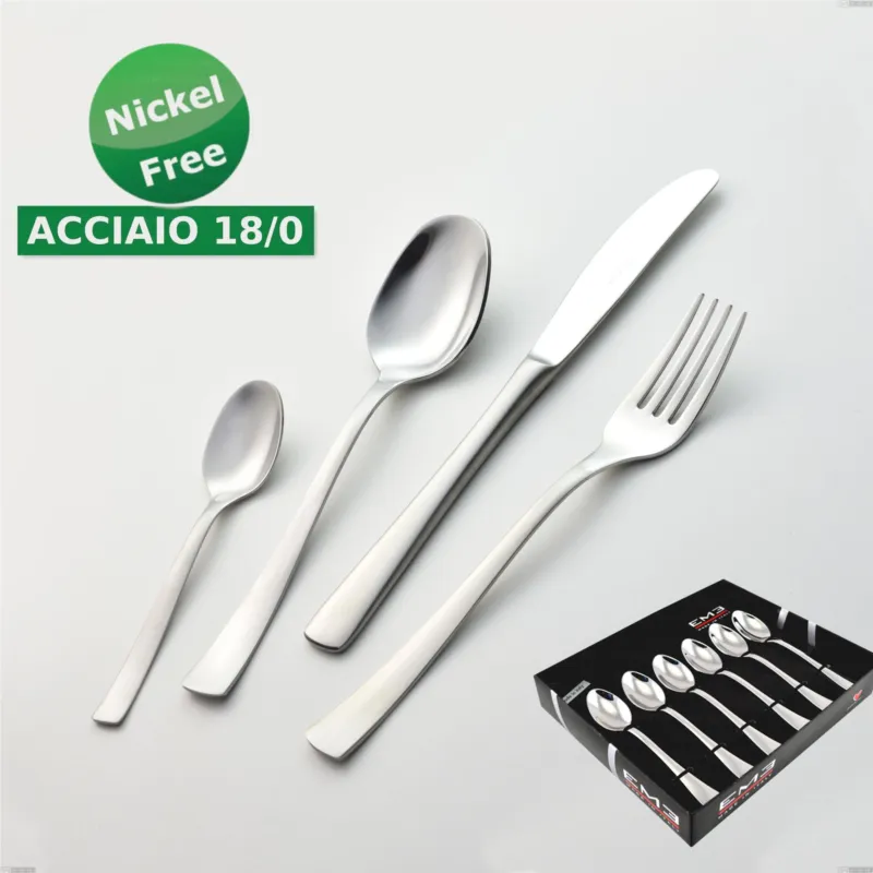 Confezione vetrina 6 pezzi caffè Alfa Satinata 18/0 nichel free, (inox 18/ 0) Nichel Free, spessore 2 mm Eme Posaterie A Buon Prezzo