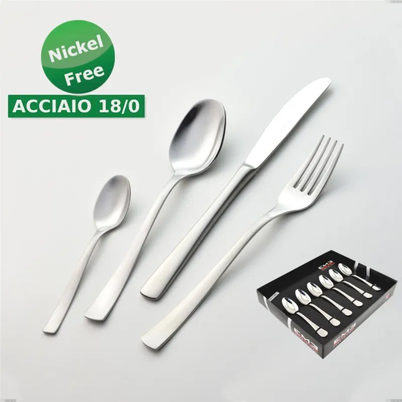 Scelto Dai Clienti Confezione vetrina 6 pezzi moka Alfa Satinata 18/0 nichel free, (inox 18/ 0) Nichel Free, spessore 2 mm Eme Posaterie
