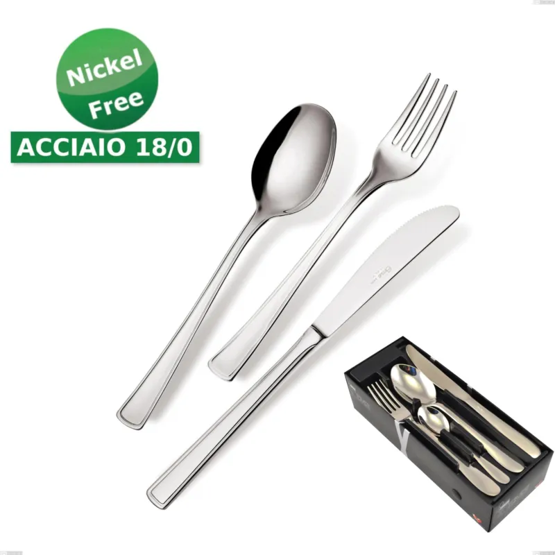 Sconto Confezione salvaspazio 24 pezzi coltello economico Ambassador 18/0 nichel free, (Acciaio 18/ 0) Nichel Free, spessore 2 mm Eme Posaterie