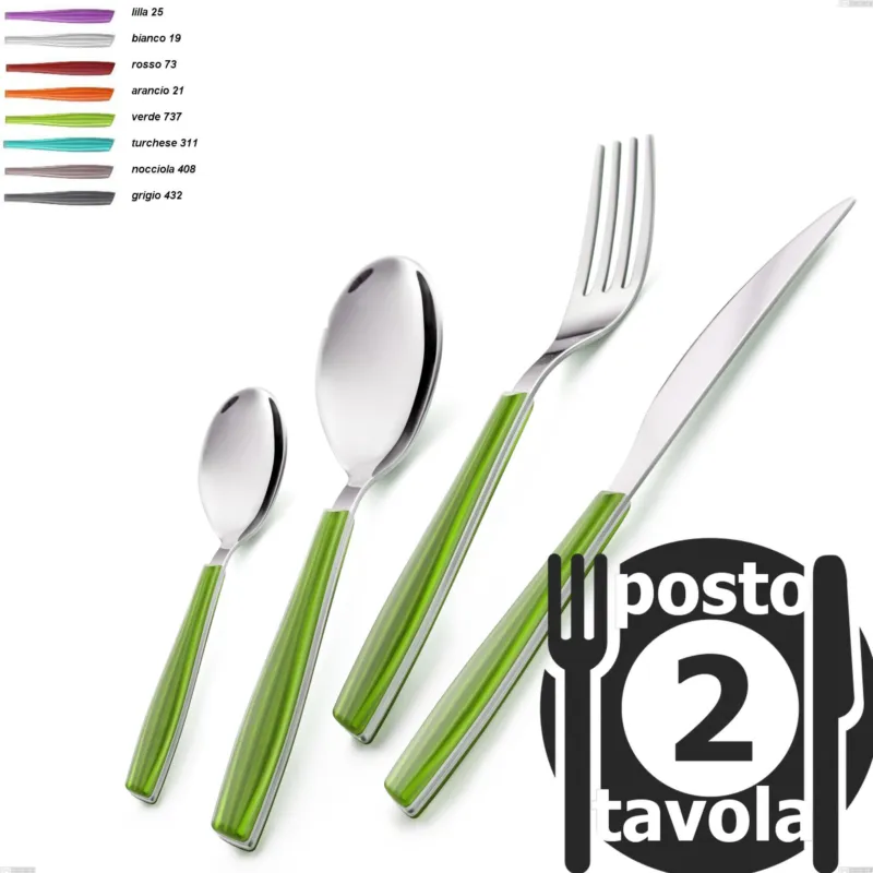 Confezione 2 posti tavola Wave , 18/C (AISI430), spessore 2 mm Eme Posaterie lilla 25 Subito Disponibile