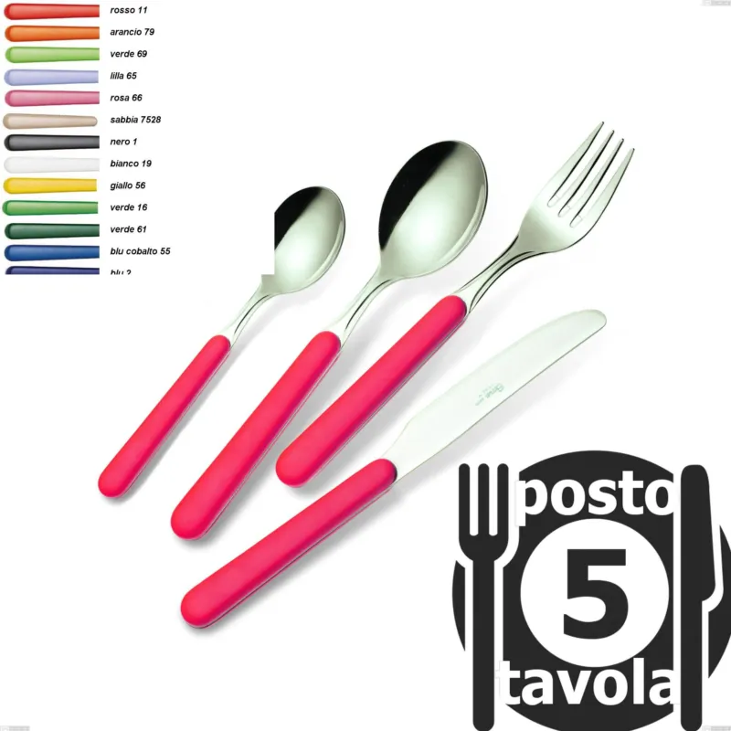 Spedito Oggi Confezione 5 posti tavola Bonita, 18/C (AISI430) Eme Posaterie rosso 11